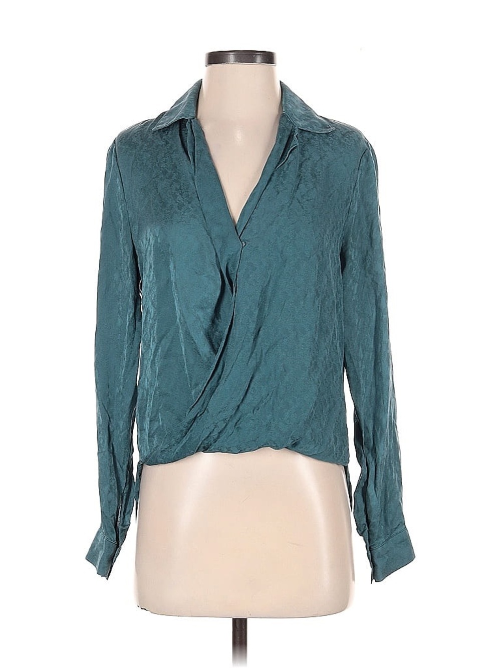 Reformation XS Teal 100% Silk Blouse